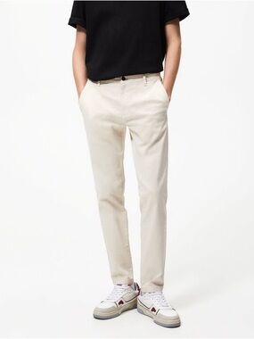Zara Men's Slim Chinos in White/Light Cream NWT USA 36